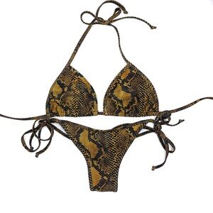 Brown Snakeskin posing suit or swimwear with bling